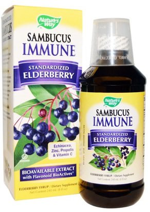Natures Way, Sambucus Immune, Elderberry Syrup, 8 fl oz (240 ml) ,الصحة، الإنفلونزا الباردة والفيروسية، إلديربيري (سامبوكوس)