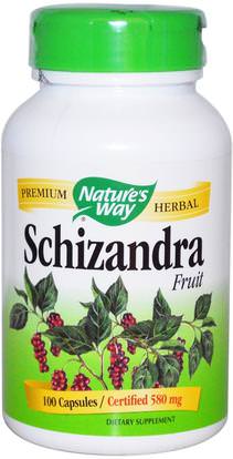 Natures Way, Schizandra Fruit, 580 mg, 100 Capsules ,الأعشاب، ششيزاندرا (سشيساندرا)