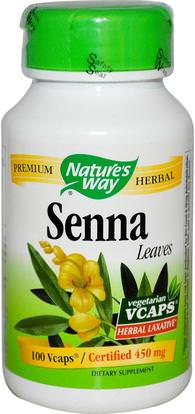 Natures Way, Senna Leaves, 450 mg, 100 Vaggie Caps ,والصحة، والإمساك