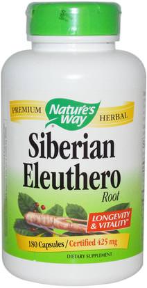 Natures Way, Siberian Eleuthero, Root, 425 mg, 180 Capsules ,والصحة، والانفلونزا الباردة والفيروسية، الجينسنغ، إليوثيرو
