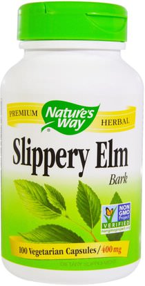 Natures Way, Slippery Elm Bark, 400 mg, 100 Veggie Caps ,الأعشاب، الزعنفة الدردار