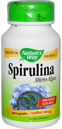 Natures Way, Spirulina Micro-Algae, 380 mg, 100 Capsules ,المكملات الغذائية، سبيرولينا، الطحالب المختلفة