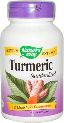 Natures Way, Turmeric Standardized, 120 Tablets ,المكملات الغذائية، مضادات الأكسدة، الكركمين