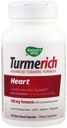 Natures Way, Turmerich, Heart, 400 mg, 60 Plant-Based Capsules ,المكملات الغذائية، مضادات الأكسدة، الكركمين