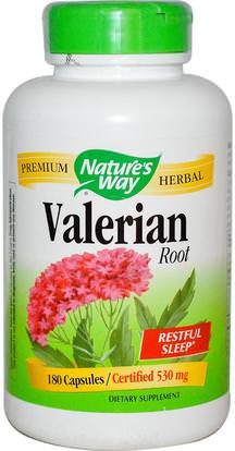 Natures Way, Valerian Root, 530 mg, 180 Capsules ,الأعشاب، فاليريان