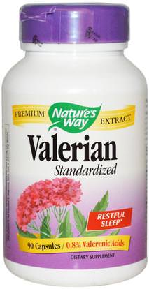 Natures Way, Valerian, Standardized, 90 Capsules ,الأعشاب، فاليريان