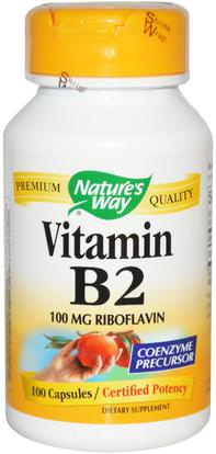 Natures Way, Vitamin B2, 100 mg, 100 Capsules ,الفيتامينات، فيتامين ب