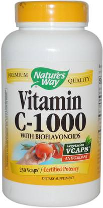 Natures Way, Vitamin C-1000, With Bioflavonoids, 250 Veggie Caps ,المكملات الغذائية، مضادات الأكسدة، الفيتامينات