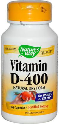 Natures Way, Vitamin D-400, Natural Dry Form, 100 Capsules ,الفيتامينات، المكملات الغذائية