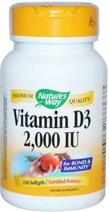 Natures Way, Vitamin D3, 2,000 IU, 240 Softgels ,الفيتامينات، المكملات الغذائية