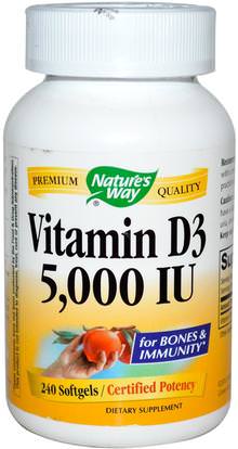 Natures Way, Vitamin D3, 5000 IU, 240 Softgels ,الفيتامينات، فيتامين d3