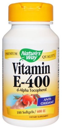 Natures Way, Vitamin E, 400 IU, 100 Softgels ,الفيتامينات، فيتامين e