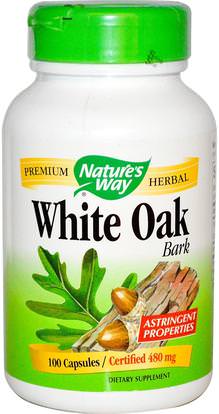 Natures Way, White Oak Bark, 480 mg, 100 Capsules ,المكملات الغذائية، الأعشاب