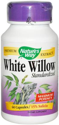 Natures Way, White Willow, Standardized, 60 Capsules ,الصحة، إلتهاب، أبيض، الصفصاف، أنبح