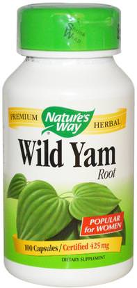 Natures Way, Wild Yam, Root, 425 mg, 100 Capsules ,والصحة، والنساء، واليام البرية