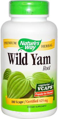 Natures Way, Wild Yam Root, 425 mg, 180 Veggie Caps ,والصحة، والنساء، واليام البرية