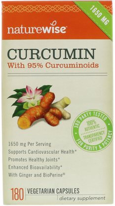 NatureWise, Curcumin, 1,650 mg, 180 Vegetarian Capsules ,المكملات الغذائية، مضادات الأكسدة، الكركمين