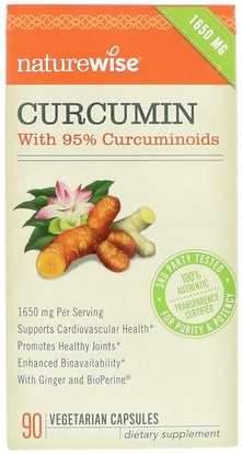 NatureWise, Curcumin, 1650 mg, 90 Vegetarian Capsules ,المكملات الغذائية، مضادات الأكسدة، الكركمين
