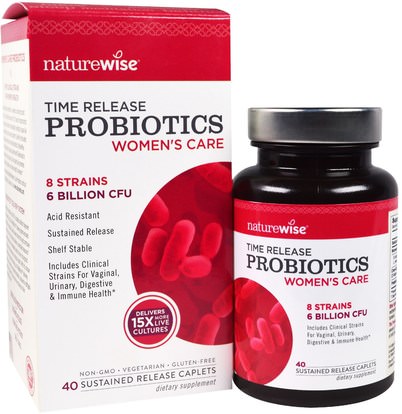 NatureWise, Time Release Probiotics, Womens Care, 40 Sustained Release Caplets ,المكملات الغذائية، البروبيوتيك