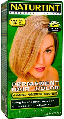 Naturtint, Permanent Hair Color, 10A Light Ash Blonde, 5.28 fl oz (170 ml) ,حمام، الجمال، الشعر، فروة الرأس، لون الشعر