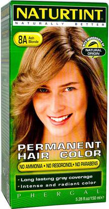 Naturtint, Permanent Hair Color, 8A Ash Blonde, 5.28 fl oz (150 ml) ,حمام، الجمال، الشعر، فروة الرأس، لون الشعر