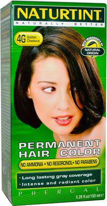 Naturtint, Permanent Hair Colorant, 4G Golden Chestnut, 5.28 fl oz (150 ml) ,حمام، الجمال، الشعر، فروة الرأس، لون الشعر