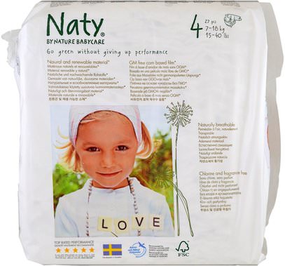 Naty, Diapers, Size 4, 15-40 lbs (7-18 kg), 31 Diapers ,صحة الطفل، ديابيرينغ