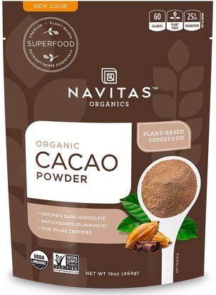 Navitas Organics, Organic Cacao Powder, 16 oz (454 g) ,الغذاء، الكاكاو (الكاكاو) الشوكولاته، مسحوق الكاكاو و يمزج