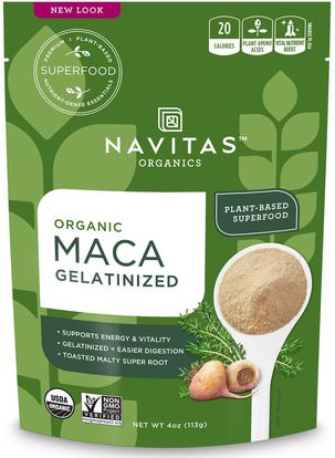 Navitas Organics, Organic, Maca, Gelatinized, 4 oz (113 g) ,الصحة، الرجال، الببغاء، المكملات الغذائية، أدابتوغين