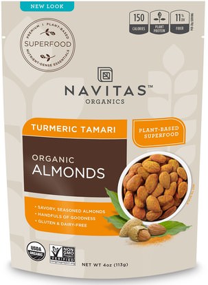 Navitas Organics, Organic, Superfood + Almonds, Turmeric Tamari, 4 oz (113 g) ,المكملات الغذائية، مضادات الأكسدة، الكركمين، الغذاء، بذور الحبوب المكسرات، اللوز