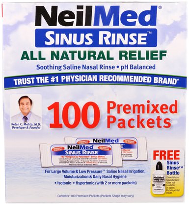 NeilMed, Sinus Rinse, All Natural Relief, 100 Premixed Packets ,الصحة، صحة الأنف، الأنف