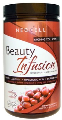 Neocell, Beauty Infusion, Refreshing Collagen Drink Mix, Cranberry Cocktail, 11.64 oz (330 g) ,الصحة، نساء، هيالورونيك، الجمال