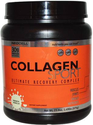 Neocell, Collagen Sport, Ultimate Recovery Complex, French Vanilla, 23.8 oz (675 g) ,المكملات الغذائية، بروتين مصل اللبن، والرياضة