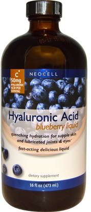 Neocell, Hyaluronic Acid, Blueberry Liquid, 16 fl oz (473 ml) ,الجمال، مكافحة الشيخوخة، حمض الهيالورونيك