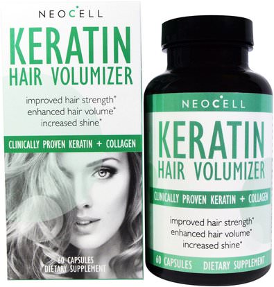 Neocell, Keratin Hair Volumizer, 60 Capsules ,الصحة، المرأة، مكملات الشعر، مكملات الأظافر، مكملات الجلد، نوع الكولاجين ط & الثالث