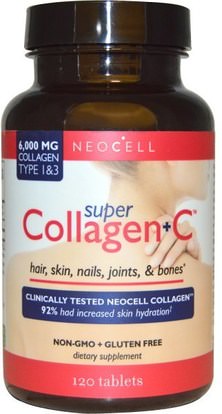 Neocell, Super Collagen+C, Type 1 & 3, 6,000 mg, 120 Tablets ,الصحة، العظام، هشاشة العظام، نوع الكولاجين i & إي