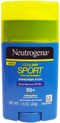 Neutrogena, CoolDry Sport with Micromesh Suncsreen Stick, SPF 50+, 1.5 oz (42 g) ,حمام، الجمال، واقية من الشمس، سف 50-75، العناية بالوجه