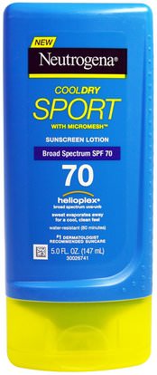 Neutrogena, CoolDry Sport, With Micromesh, Sunscreen Lotion, SPF 70, 5.0 fl oz (147 ml) ,حمام، الجمال، واقية من الشمس، سف 50-75، العناية بالوجه