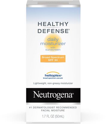 Neutrogena, Healthy Defense, Daily Moisturizer, SPF 30, 1.7 fl oz (50 ml) ,حمام، الجمال، واقية من الشمس، سف 30-45، العناية بالوجه، سف العناية بالوجه
