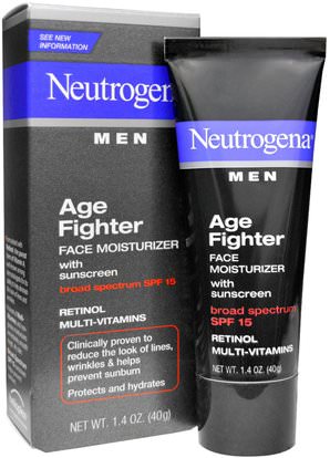Neutrogena, Men, Age Fighter Face Moisturizer with Sunscreen, SPF 15, 1.4 oz (40 g) ,الجمال، رجل العناية بالبشرة، العناية بالوجه، الكريمات المستحضرات، الأمصال، الجلد ريتينول