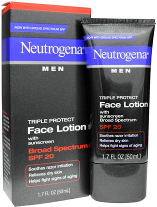 Neutrogena, Men, Triple Protect Face Lotion with Sunscreen, SPF 20, 1.7 fl oz (50 ml) ,الجمال، رجل العناية بالبشرة، العناية بالوجه، سف العناية بالوجه