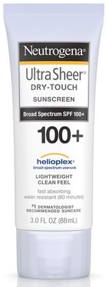 Neutrogena, Ultra Sheer, Dry-Touch Sunscreen SPF 100+, 3 fl oz (88 ml) ,حمام، الجمال، واقية من الشمس، سف 50-75