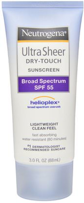Neutrogena, Ultra Sheer Dry Touch Sunscreen, SPF 55, 3.0 fl oz (88 ml) ,حمام، الجمال، واقية من الشمس، سف 50-75، العناية بالوجه