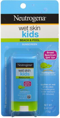Neutrogena, Wet Skin Kids, Beach & Pool Stick Sunscreen, SPF 70+, 0.47 oz (13 g) ,حمام، الجمال، واقية من الشمس، سف 50-75، والأطفال والطفل واقية من الشمس