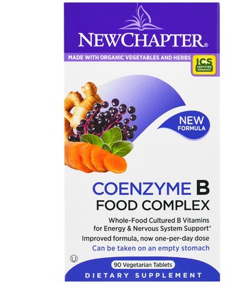 New Chapter, Coenzyme B Food Complex, 90 Veggie Tabs ,الفيتامينات، فيتامين ب المركب، فيتامينات سونزيمات ب