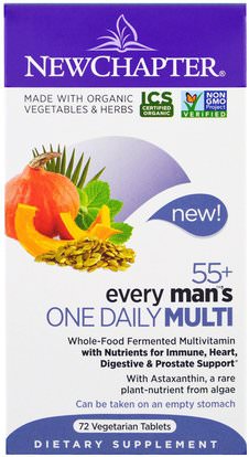 New Chapter, 55+ Every Mans One Daily Multi, 72 Veggie Tabs ,الفيتامينات، الرجال الفيتامينات