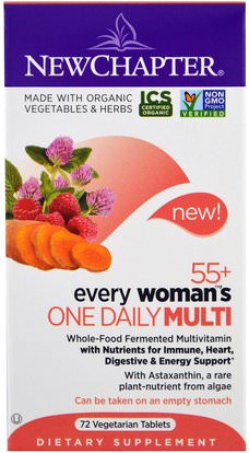 New Chapter, 55+ Every Womans One Daily Multi, 72 Veggie Tabs ,الفيتامينات، النساء الفيتامينات
