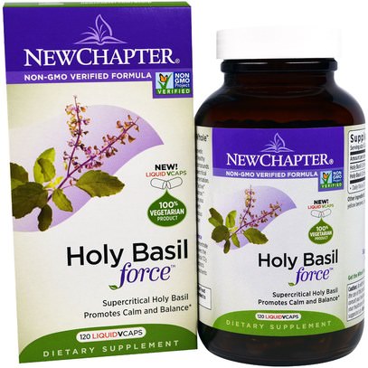 New Chapter, Holy Basil Force, 120 Liquid VCaps ,المكملات الغذائية، أدابتوغن