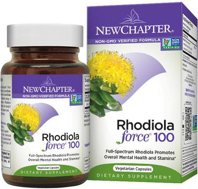 New Chapter, Rhodiola Force 100, 30 Veggie Caps ,الأعشاب، روديولا الوردية، أدابتوجين