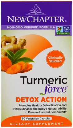 New Chapter, Turmeric Force Detox Action, 60 Veggie Caps ,المكملات الغذائية، مضادات الأكسدة، الكركمين